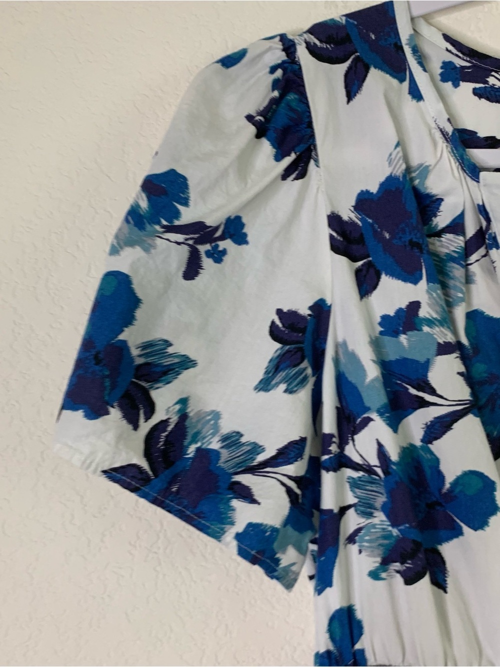 Anthropologie The Somerset Blue Floral Cotton Mini Dress Size Large - Picture 6 of 11